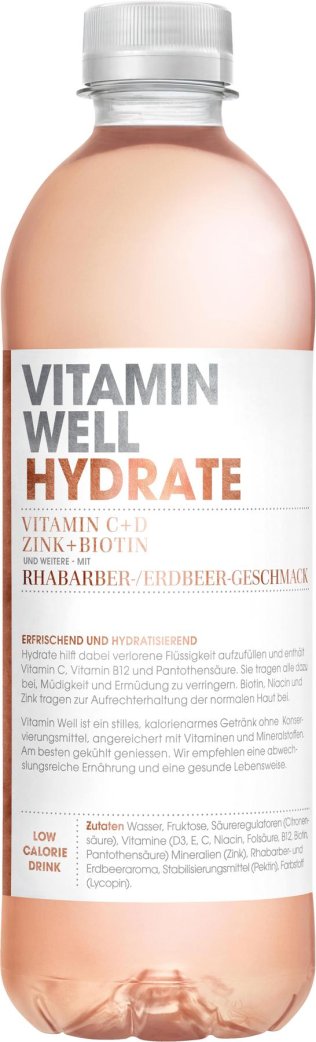 Vitamin Well HYDRATE 50 cl Rhabarber/Erdbeer-Geschmack 50cl CAx12
