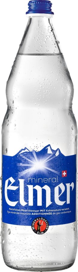 Mineral Elmer m. Kohlens. -T- blauer Deckel 100cl HAx12