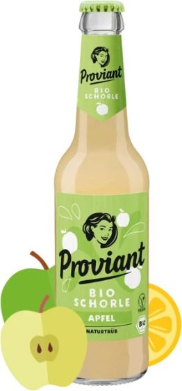 Proviant Apfelschorle naturtrüb Bio-Apfelsaft-T- 33cl HAx24